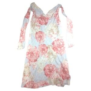 Robbie Bee Sz 12 Sleeveless Peony Floral Gray Elegant Cocktail Cowl Neck Dress